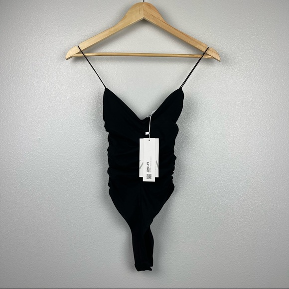 NWT ZARA Black Ruched Bodysuit Size Small - Picture 8 of 8
